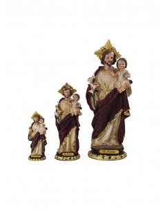 Imagen religiosa de San José con el niño Jesús en brazos.
En la imagen religiosa, encontramos a José vestido con túnica blanca
