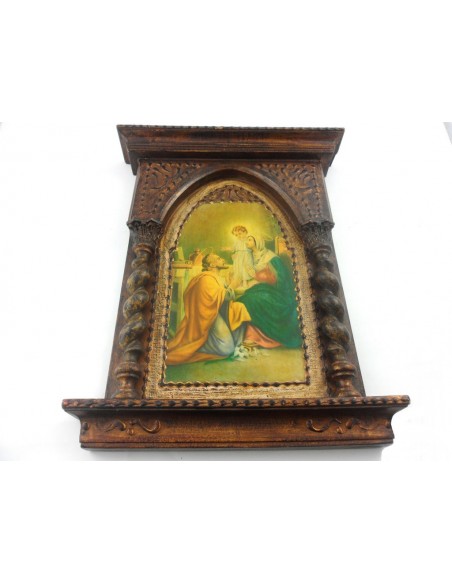 Cuadro de la Sagrada Familia.
Material: Madera
Medidas: 39 cm alto x 30 cm largo x4 cm ancho