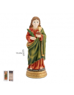 Imagen religiosa de Sana Lucia fabricada en resina. La imagen tiene una altura de 13 cm.