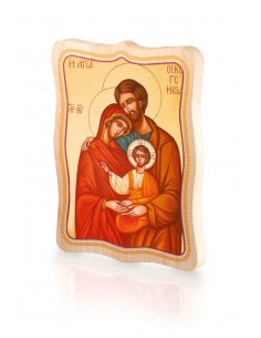 Icono madera para colgar.

Medidas: 18 x 24 cm.

Modelos: Sagrada familia, Virgen con niño, Virgen con niño morada.