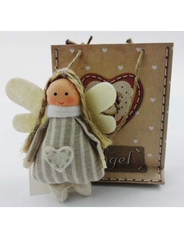 Angel de tela en bolsa de navidad, 9cm