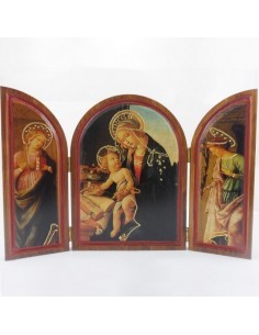 Triptico de madera con imagen Virgen con niño 27x40 cm