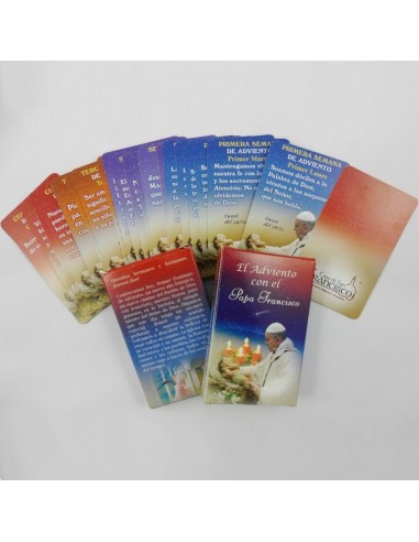 Cartas adviento del Papa Francisco, 26 tarjetas con reflexiones del Papa.
9x5cm.