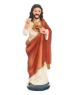 Imagen del Sagrado Corazón de Jesús de 8.8 centímetros de alto fabricada en resina.