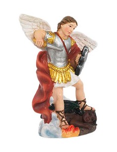 Imagen del Arcangel San Miguel de 8.8 centímetros de alto fabricada en resina.