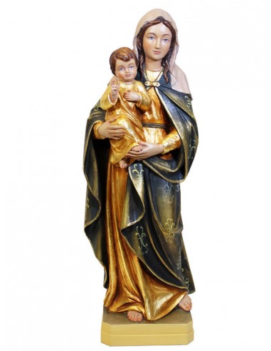 Virgen de la Esperanza talla de madera decorada a mano.
