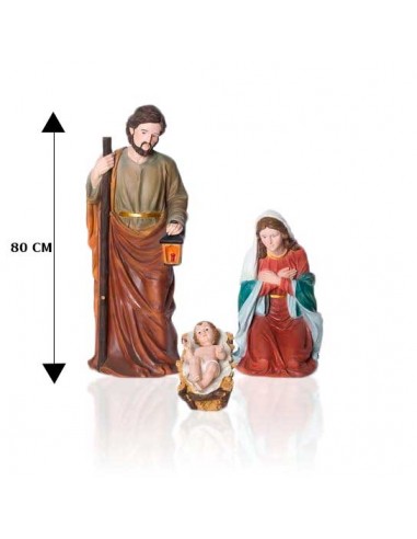 Nacimiento 3 piezas 80 centimetros - María, José y el niño en  la cuna