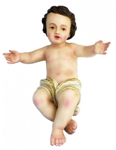 Niño Jesus realizado en pasta madera y pintado a mano.
Decoración del paño en dorado.
Mide 39 cm de altura.