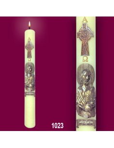 Decoración cirio pascual dorada sagrado corazon 1023