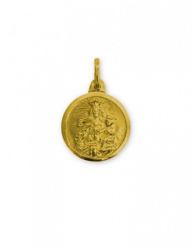 Medalla Escapulario Virgen Del Carmen Plata De Ley 16mm Baño Oro Bisel