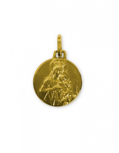 Medalla Escapulario Virgen Del Carmen Plata De Ley 20mm Baño Oro