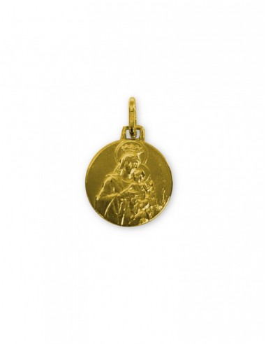 Medalla Escapulario Virgen Del Carmen Plata De Ley 16mm Baño Oro