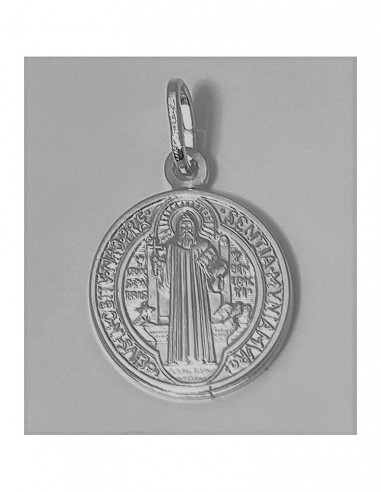 Medalla San Benito En Plata De Ley 20mm