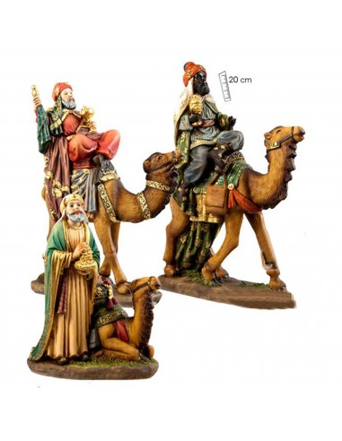 Reyes Magos con Camello Resina 20cm.