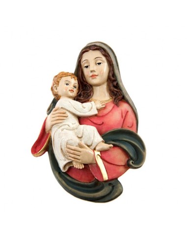 Placa Virgen con niño 17 cm para pared.