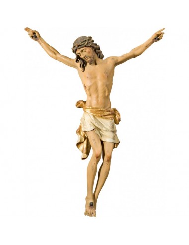 Cristo Pisa talla madera en cruz recta decoración antigua