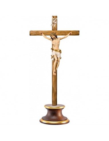 Cristo talla de madera con pie pintado a mano