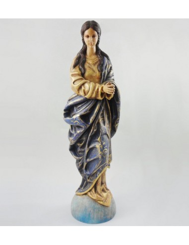 Virgen Inmaculada policromada, talla madera, 70 cm.