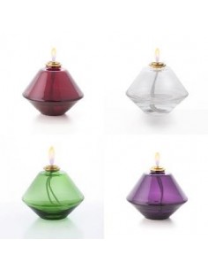 Conjunto formado por 4 lámparas de cristal de bohemia con un surtido de los cuatro colores liturgicos: blanco, verde, rojo y mo