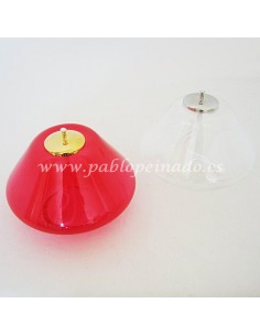 Lámpara de cristal disponible en roja y blanca. 

Dimensiones: 14 cm x 10 cm altura.