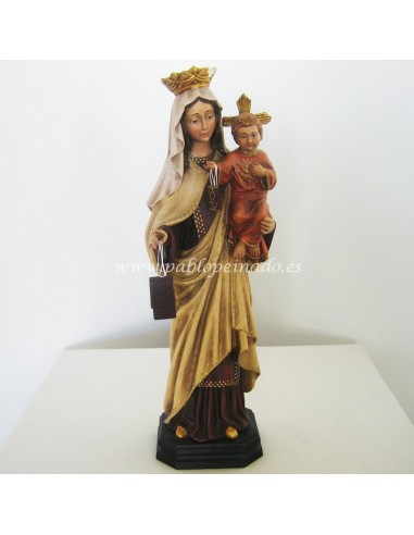 Virgen del Carmen talla madera policromada decoración antigua.