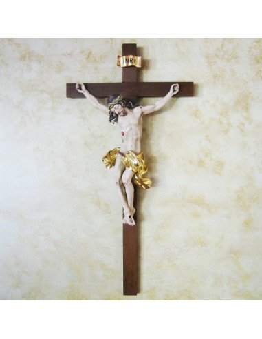 Cristo madera tallada policromado antiguo, cruz plana, las medidas que se proporcionan son del Cristo, la cruz mide aproximadam