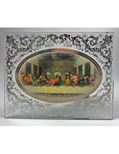 Portafoto crista, imagen santa cena , 18 x 23 cm