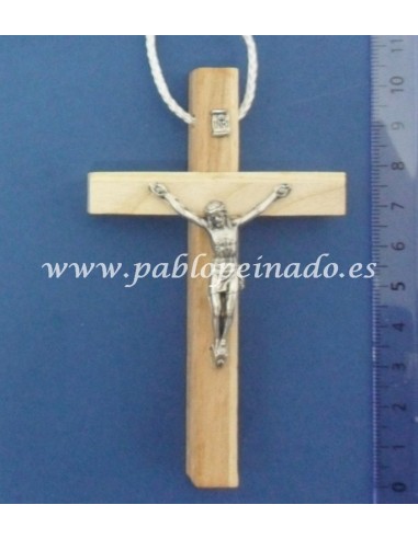 Cruz de madera de 10 cm con cristo.