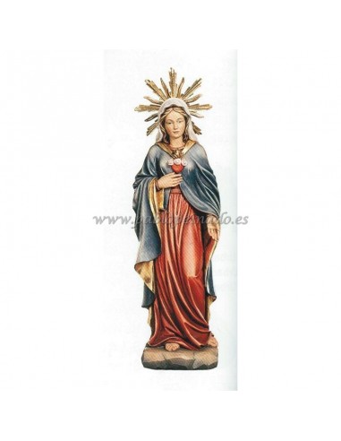 Corazon de María en talla de madera policromada.
