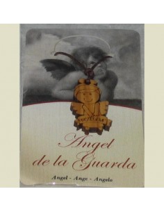 Colgante madera Angel de la Guarda con cordón cuero marrón, presentado en sobre con cartulina decorada,

Dimensiones Angel: 3