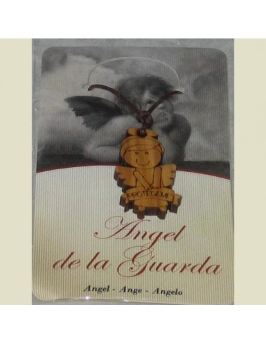 Colgante madera Angel de la Guarda con cordón cuero marrón, presentado en sobre con cartulina decorada,

Dimensiones Angel: 3