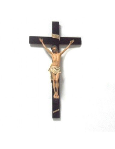 Crucifijo resina con cruz madera.
Dimensiones Cristo: 40 cm
Dimensiones Cruz: 70x37 cm