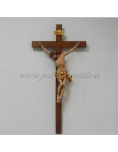 Crucifijo talla de madera en terminacion pan de oro.
Dimensiones Cristo: 40 cm
Dimensiones Cruz: 80x40 cm