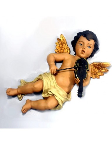Angel de pared con violin en marmolina 35 cm