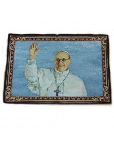 Tapiz con la imagen del Papa Francisco.
Composición: Algodón y lurex.