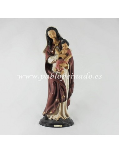 Virgen con niño resina policromada 54 cm.