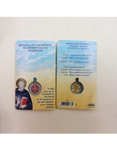 Medalla de San Benito, esmaltada con folleto 