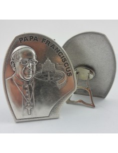 Cuadro metal plateado Papa Francisco 5 x 6 cm